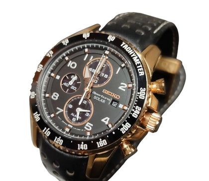 Seiko Sportura Solar Chrono Men's Leather Watch**Boxed**