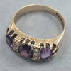 9ct Gold Ring Purple /Clear stones