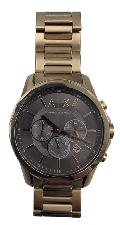 Armani Exchange Men's Silver Chronograph Dial Gold Stainless Steel Bracelet Watch