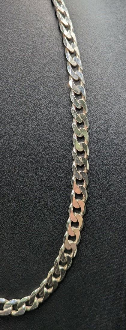 925 SILVER HALLMARKE, CURBED CHAIN W/LOBSTER LOCK, 22