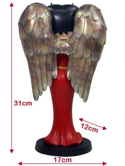 Betty Angel in Red Robe with Antique Gold Wings - 31cm
