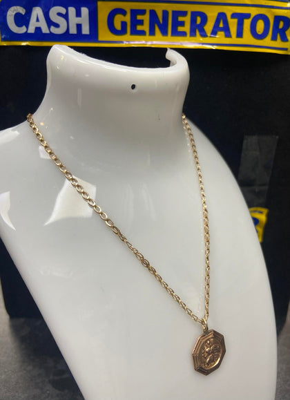 9ct Rose Gold Chain and St Christopher Pendant 4.77g 16