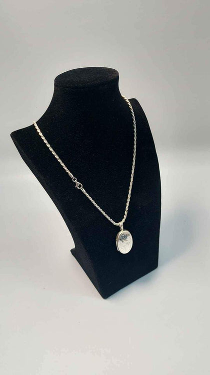 925 Sterling Silver Robe Chain Necklace With Opening Oval Locket - 20