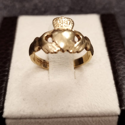 9ct Yellow Gold Irish Stamped Claddagh ring -  Size N
