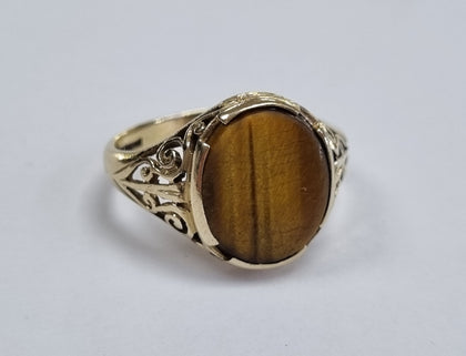 9ct tigers eye signet ring size R
