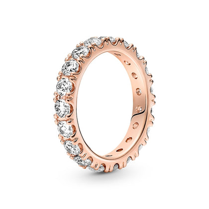 Pandora 14k Rose Gold-Plated Sparkling Row Eternity Ring Size Q 1/2