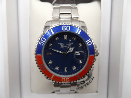 Softech Men's Silver with Blue face Watch