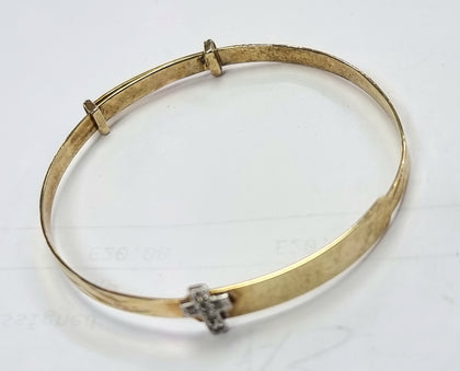 9ct Gold Babies Bangle with Cross