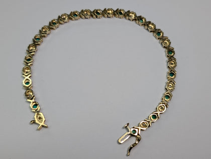 9ct Gold Diamond & Emerald Bracelet