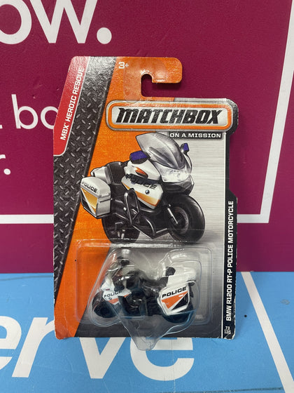 MATCHBOX ON A MISSION MBX HEROIC RESCURE BMW R1200 RT-P POLICE MOTORCYCLE.