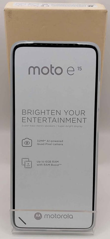 *BRAND NEW Opened In shop * Motorola moto E15 2GB + 64GB denim blue Unlocked