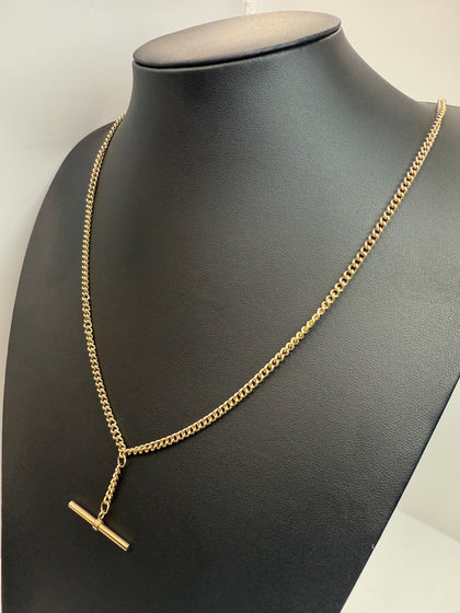9CT GOLD ALBERT CHAIN WITH T BAR 24