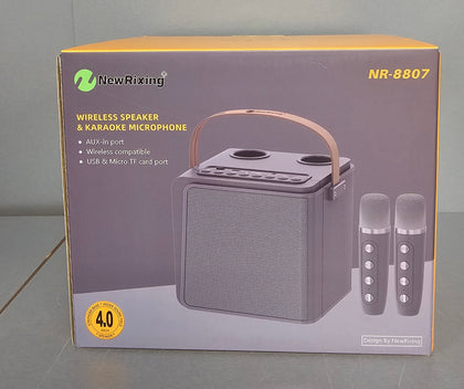 **Sale**NEWRIXING NR8807 Bluetooth Speaker Wireless Music Player with Dual TWS Handheld Noise Reduction Microphone - Black **Collection Only**
