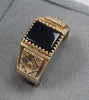 9ct Gold Onyx Ring Size "W"
