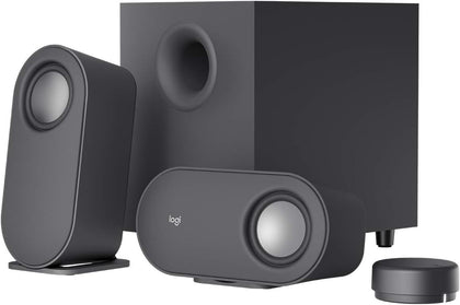 Logitech Z407 Bluetooth Computer Speakers with Subwoofer and Wireless Control, Immersive Sound, Premium Audio with Multiple Inputs, USB Speakers - Bla