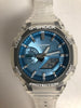 Casio G-Shock clear watch with blue face - 24 Month Warranty
