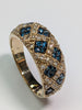 9ct gold diamond & blue stone cluster ring
