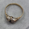 9ct Gold Ring with Clear/Black Stones Size "Q"