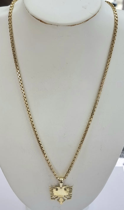 14ct Gold Box chain with Albanian Eagle 22