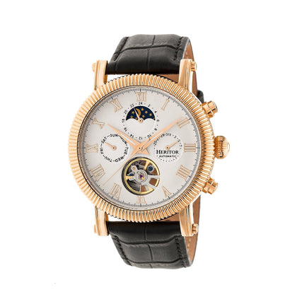 Heritor Automatic - Winston Semi-Skeleton Leather-Band Watch