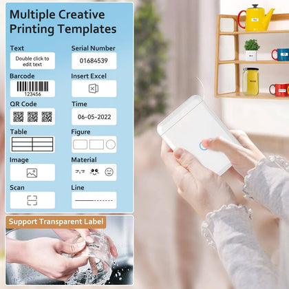 Label Maker Machine With Tape, D110 Portable Bluetooth Label Printer