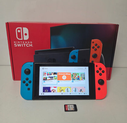 Nintendo Switch Neon Red/Neon Blue Boxed with 128gb Memory card & 1 Loose Game