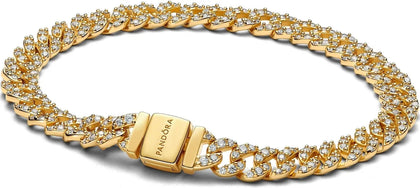 Pandora Gold Pavé Cuban Chain Bracelet - 7 Inches