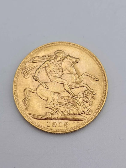 1916 King George V Full Sovereign Coin – 22ct Solid Yellow Gold – Bullion Coin