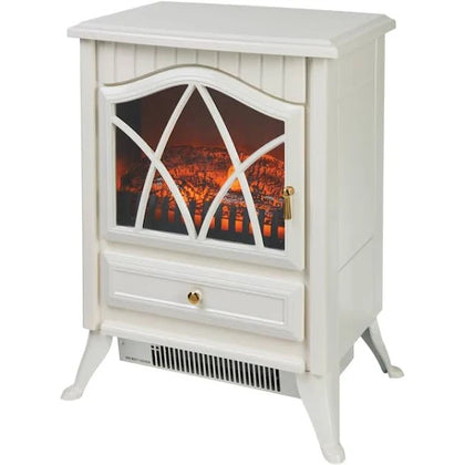 Free-standing Log Effect Stove - White