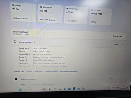 lenovo ideapad slim 4gb ram 128gb
