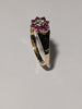 9ct Gold Diamond & Red Stone Ring Size O 1/2
