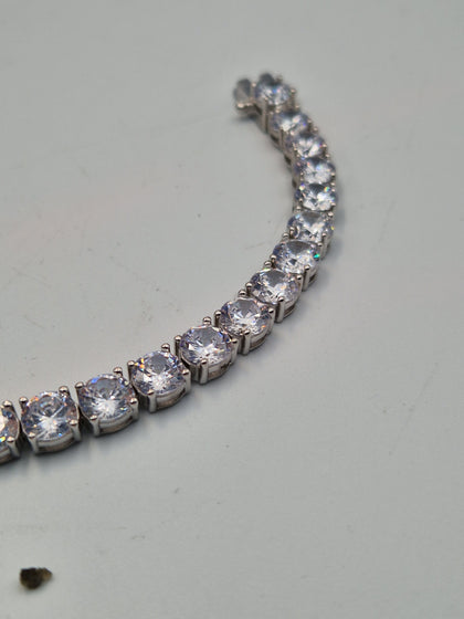 925 Sterling Silver Cubic Zirconia Bracelet - 6mm Wide - 8