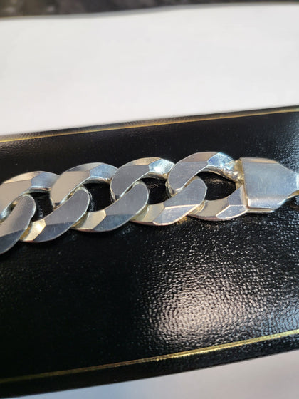 Silver Curb Bracelet - 9