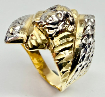 14ct Yellow and White gold Jesus Ring Size O