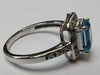 9CT WHITE GOLD DIAMOND & LARGE BLUE STONE RING  SIZE L PRESTON STORE