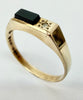 9ct Gold ring with Black onyx stone size O 1/2