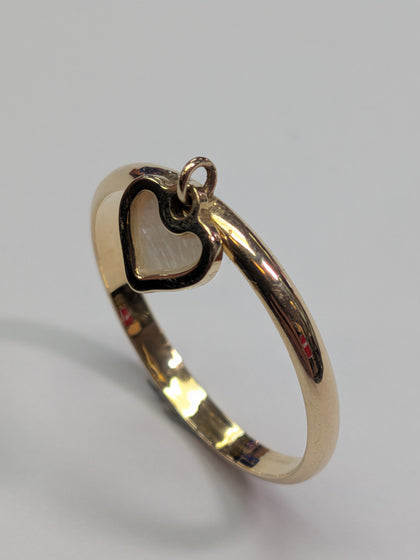 9ct Gold Swinging Heart Ring Size O