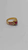 18ct Yellow Gold (750) Ladies Ring With White & Red Stones (Not DIA Or Ruby) - Size M - 5.01 Grams