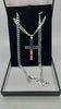 925 Sterling Silver Thin Curb Chain Necklace With Cross Pendant - 24" Long - 19.85 Grams *NEVER WORN*