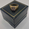 9ct yellow gold with 6 clear stones size P Boxed 5.31g hallmarked