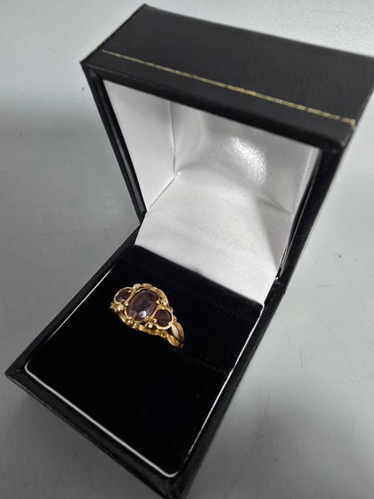 9CT Gold Ring With Purple Stone Size L 3.1G 375