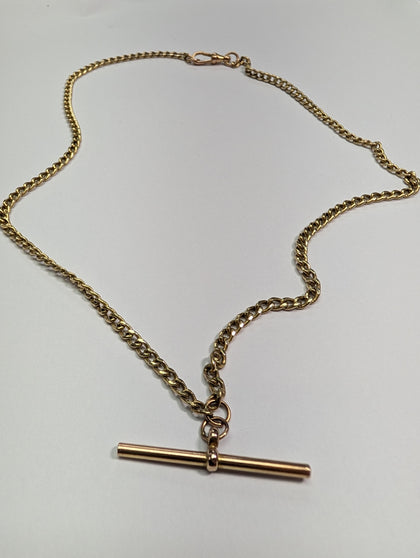9ct Gold T-Bar & Chain