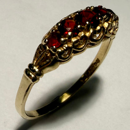 9CT Gold Ring with Red Stones Size N