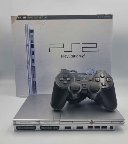 Sony Playstation 2 Slimline Console, Silver - Includes 1x Controller, 2x Memory Cards (Boxed)