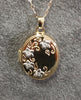 9ct Yellow & White Gold Oval Flower Locket & Chain 18"