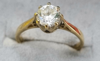 9ct gold ring cz stone size L 1/2