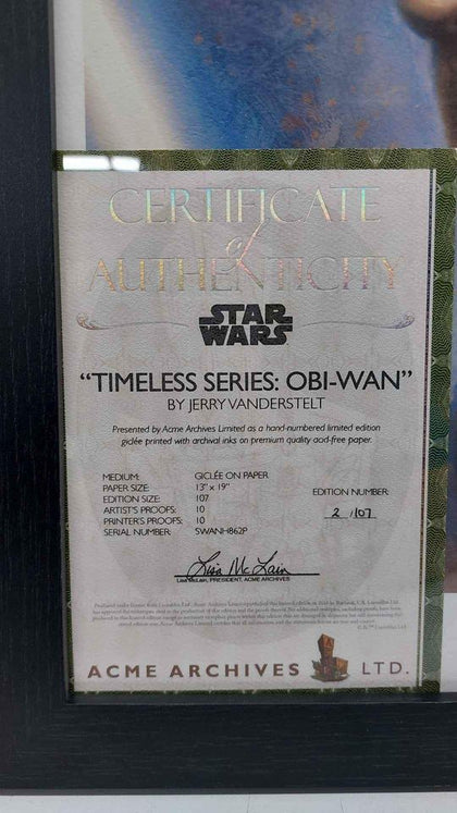 Framed Star Wars Timeless Series: Obi-Wan hand numbered limited edition giclee by Jerry Vanderstelt 2/107