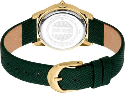 ...sale... Just Cavalli Green Leather Strap Watch