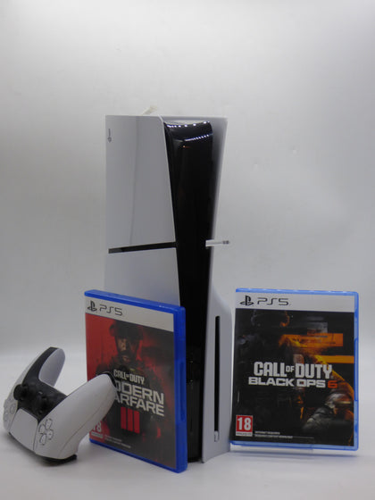Sony PlayStation 5 Slim 1tb disc with controller and two games