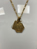 14ct Gold Fancy Link Chain and Hexagon Pendant 12.4g 20"